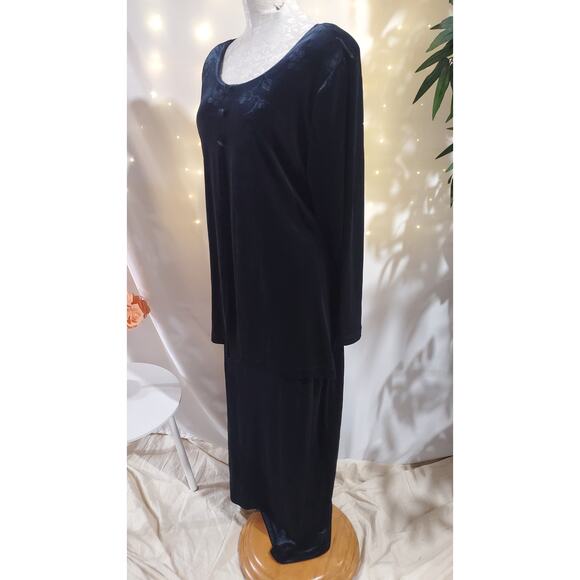 Carole Little Vtg 90s Floral Velvet Cape Maxi Dress Sz 16 Black Red Witchy Goth - Picture 3 of 15